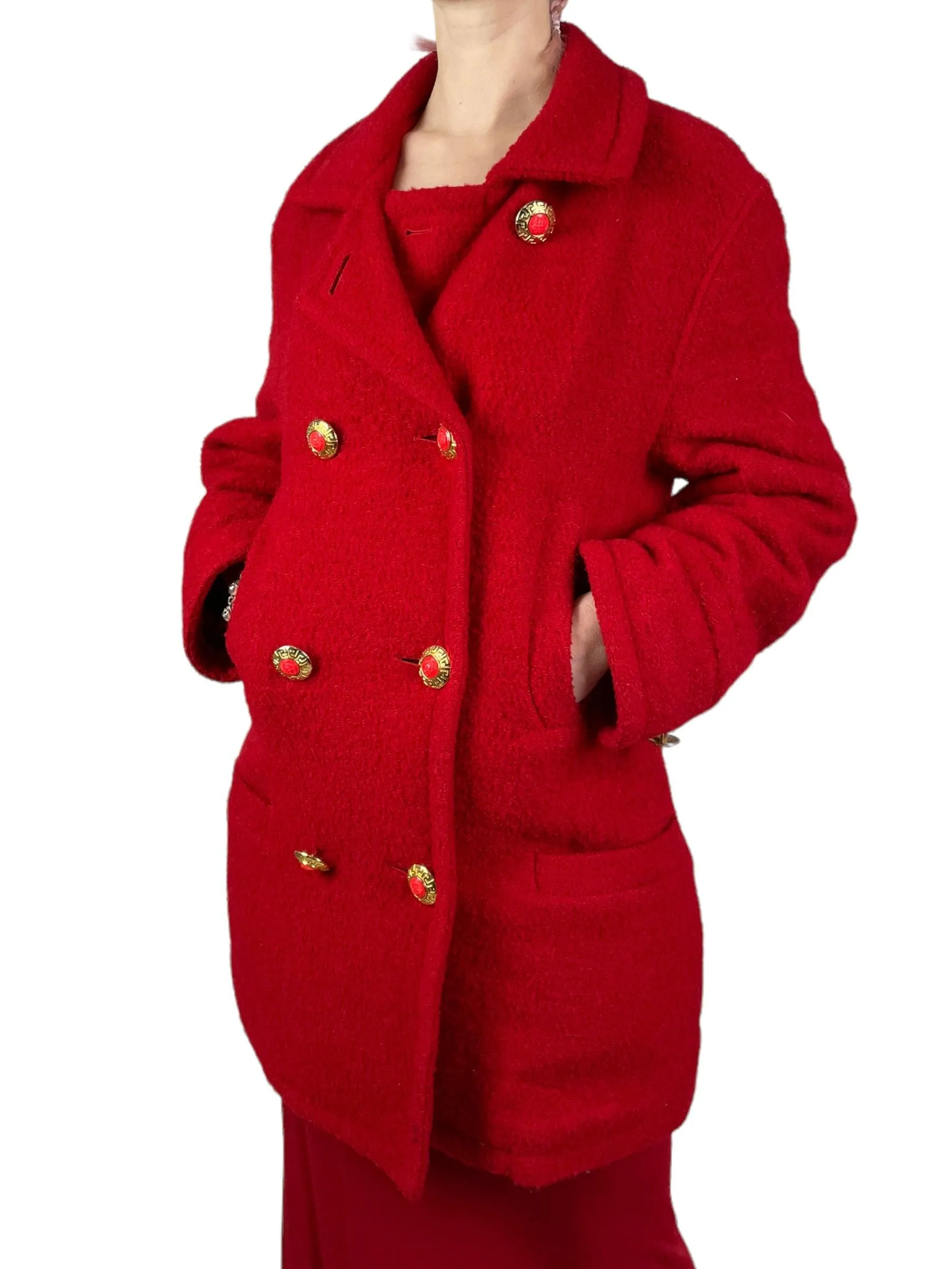 1994 Versace Red Boucle Coat