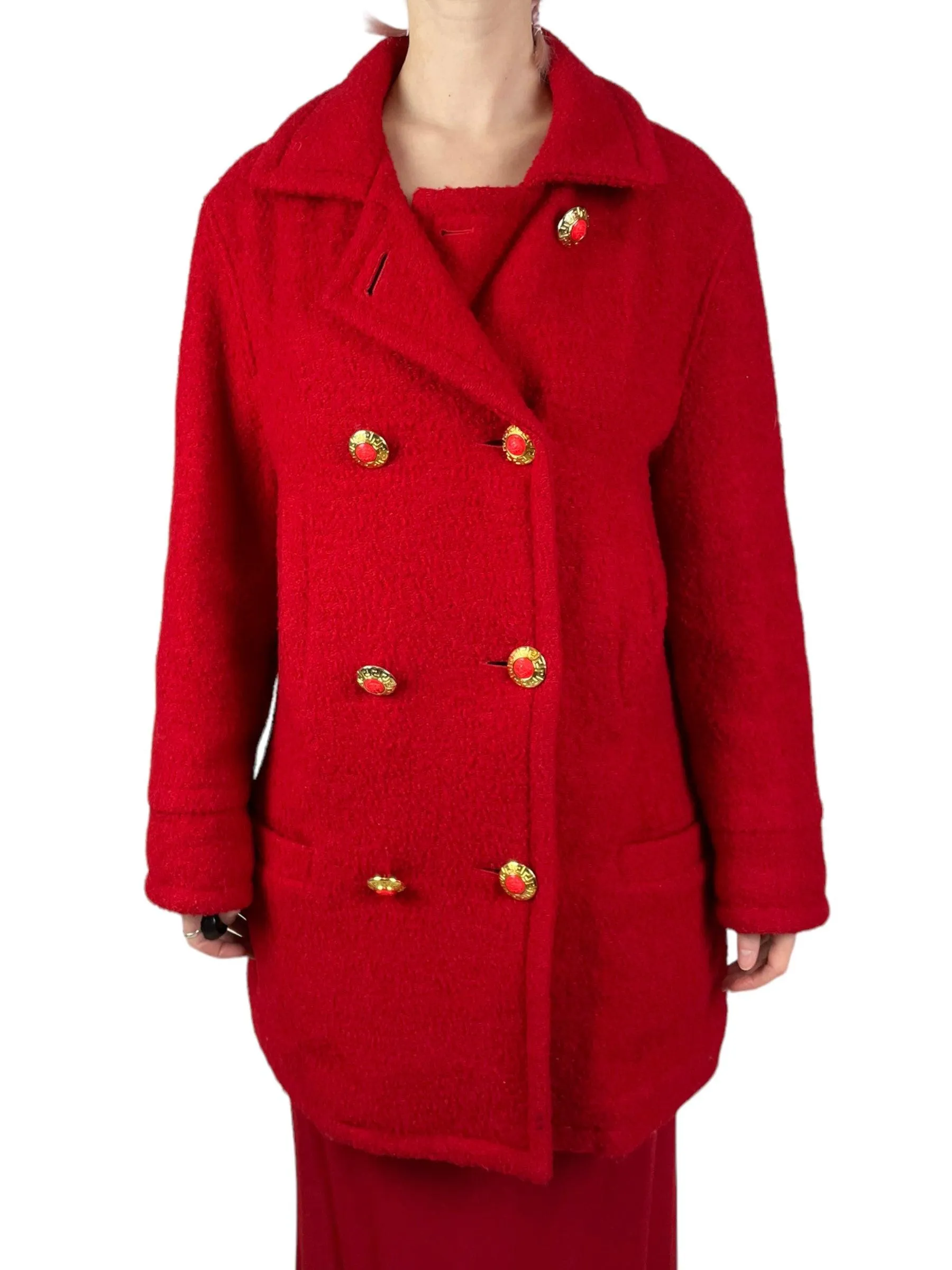 1994 Versace Red Boucle Coat