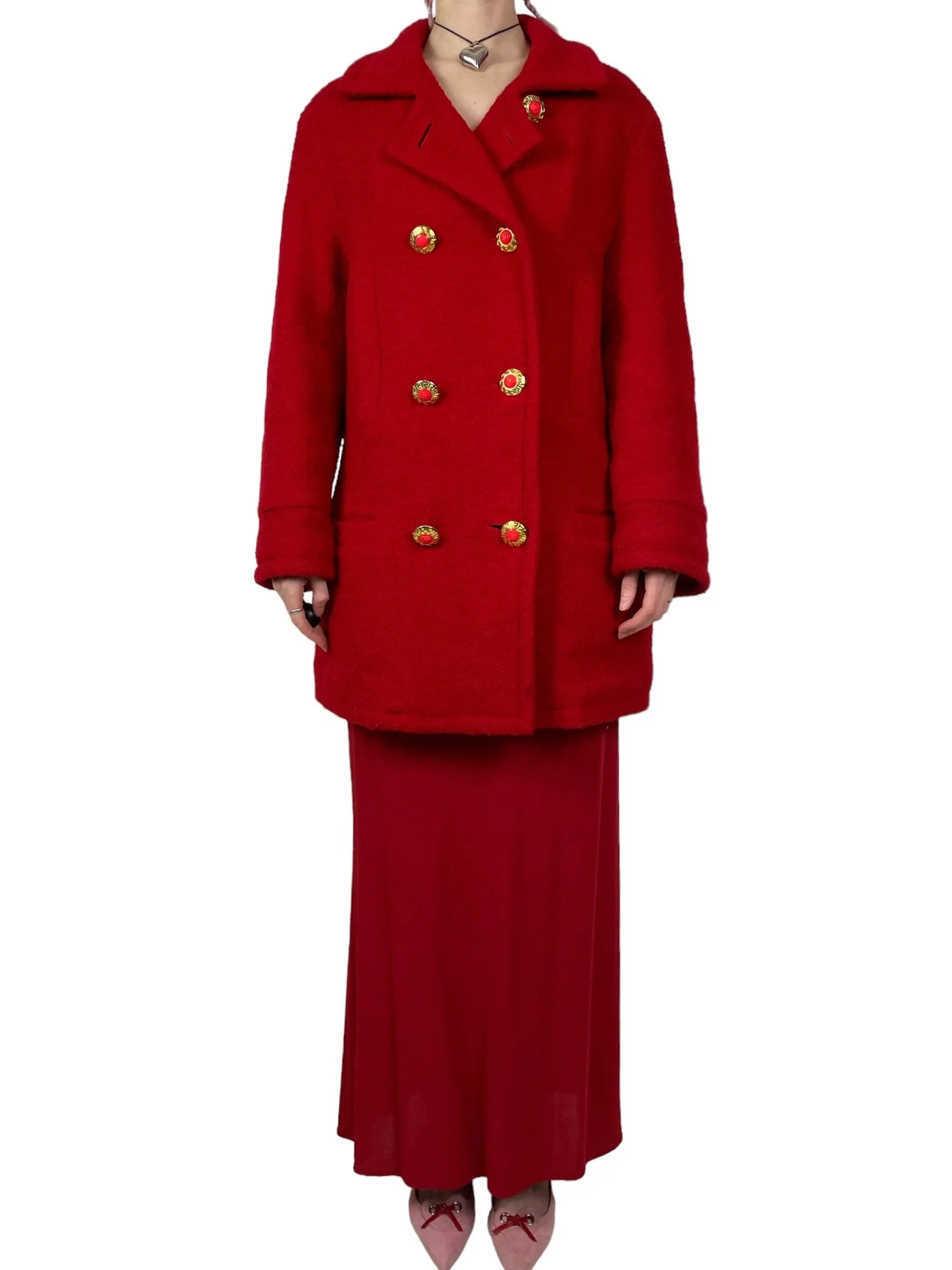 1994 Versace Red Boucle Coat