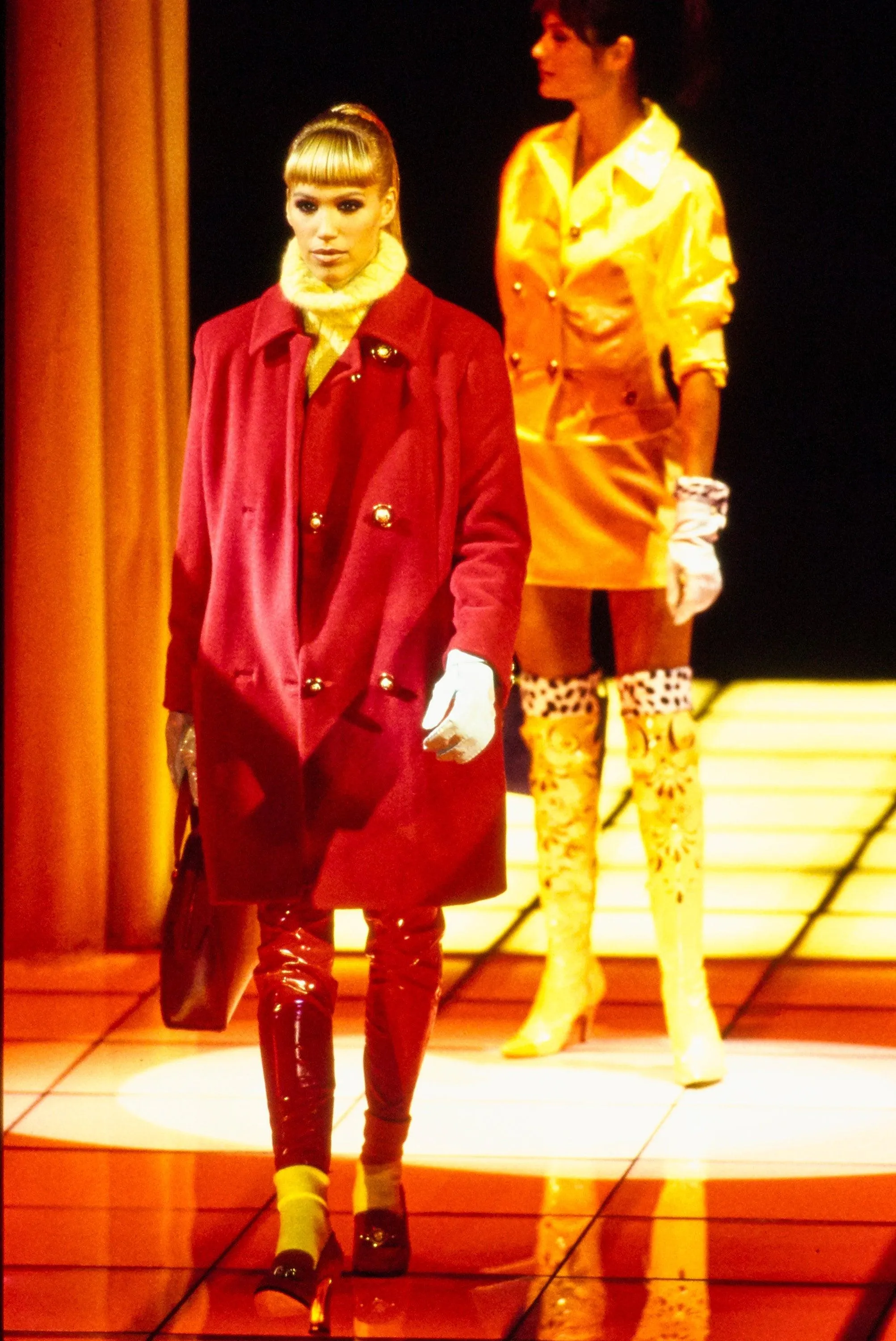 1994 Versace Red Boucle Coat