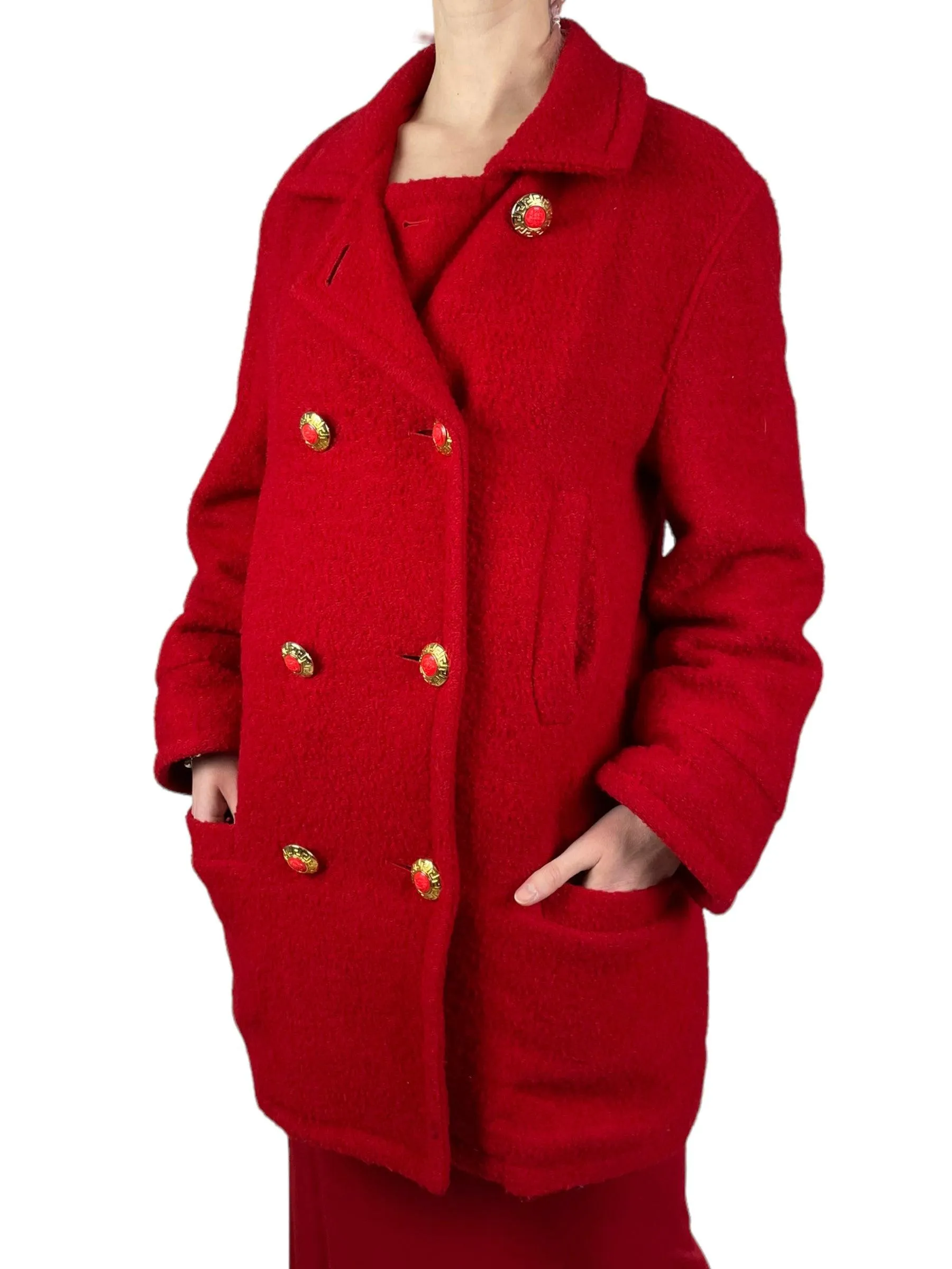 1994 Versace Red Boucle Coat