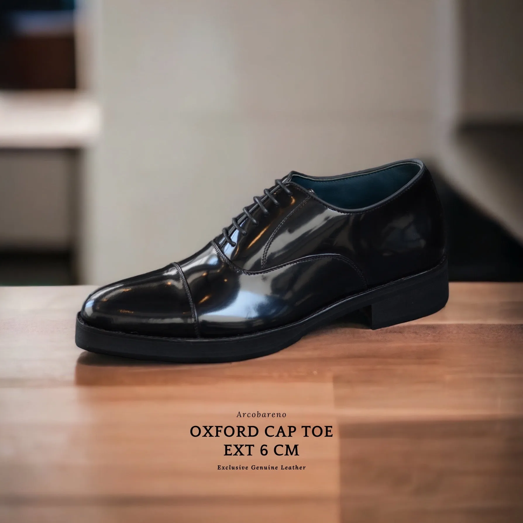 502-1 EXT 6 CM Black Piano Oxford Cap Toe