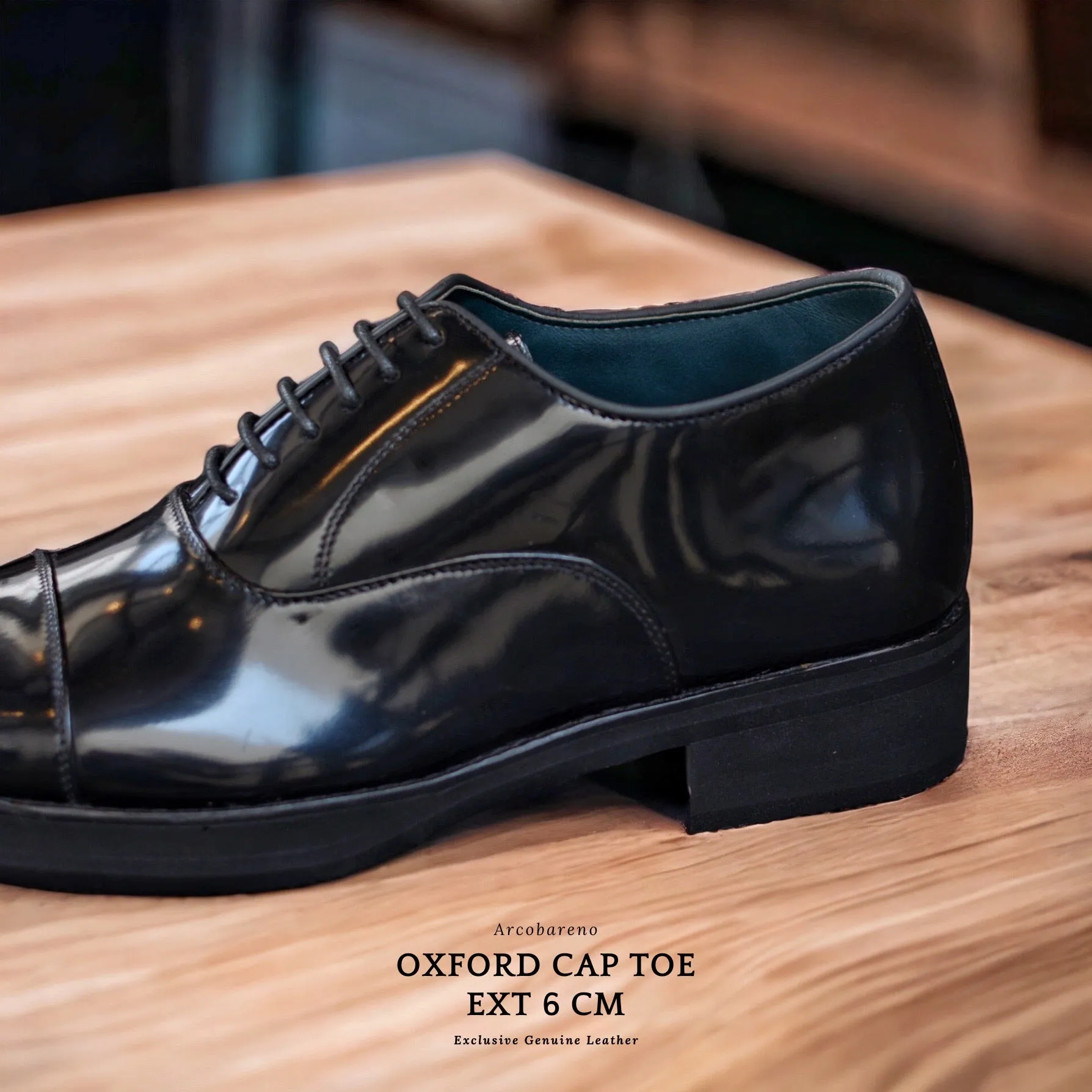 502-1 EXT 6 CM Black Piano Oxford Cap Toe