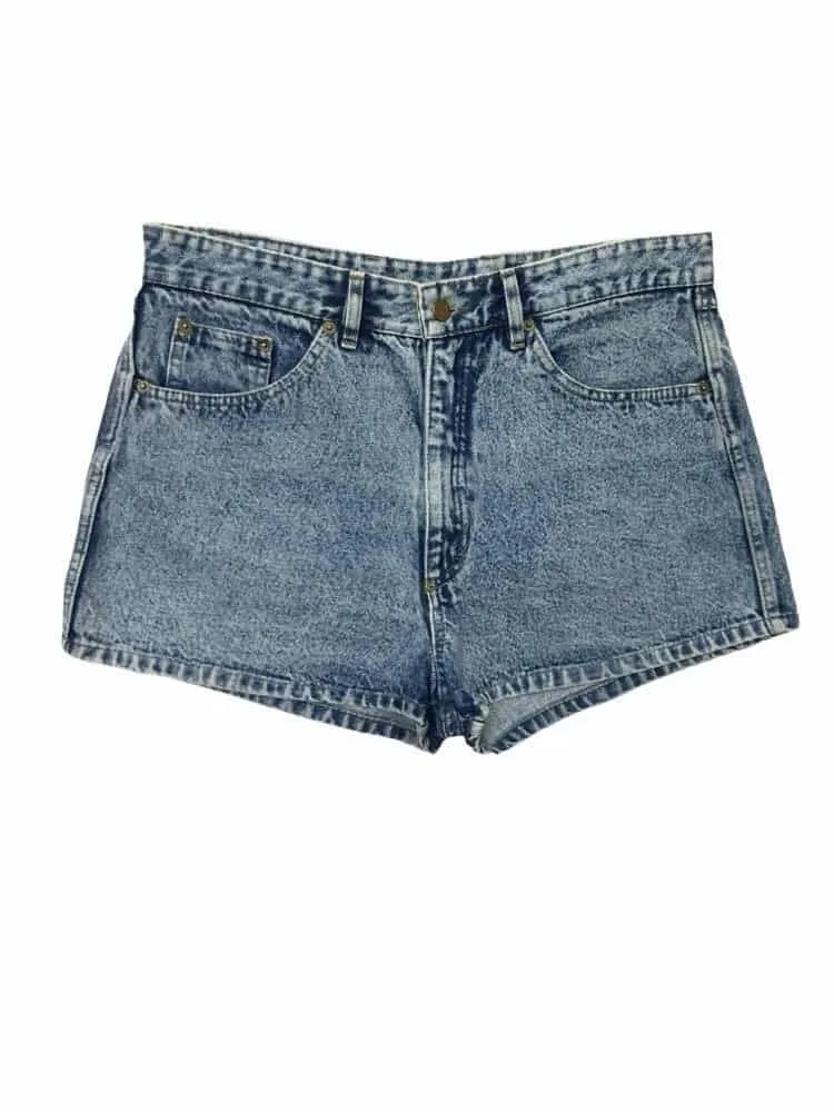 Vintage High Waist Acid Wash Denim Shorts W36