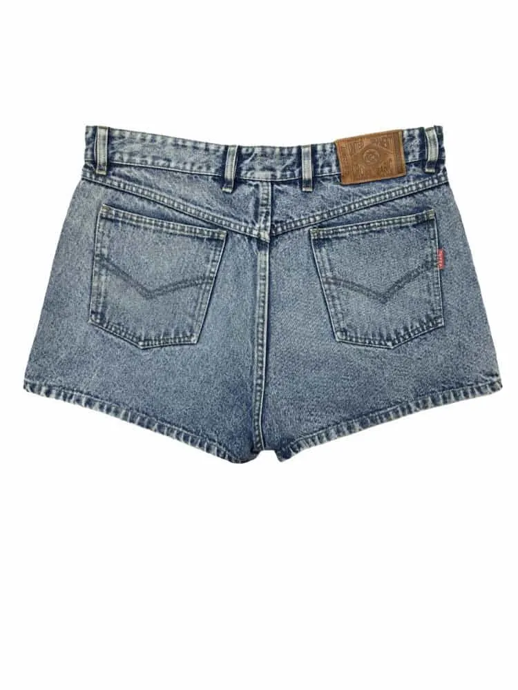 Vintage High Waist Acid Wash Denim Shorts W36