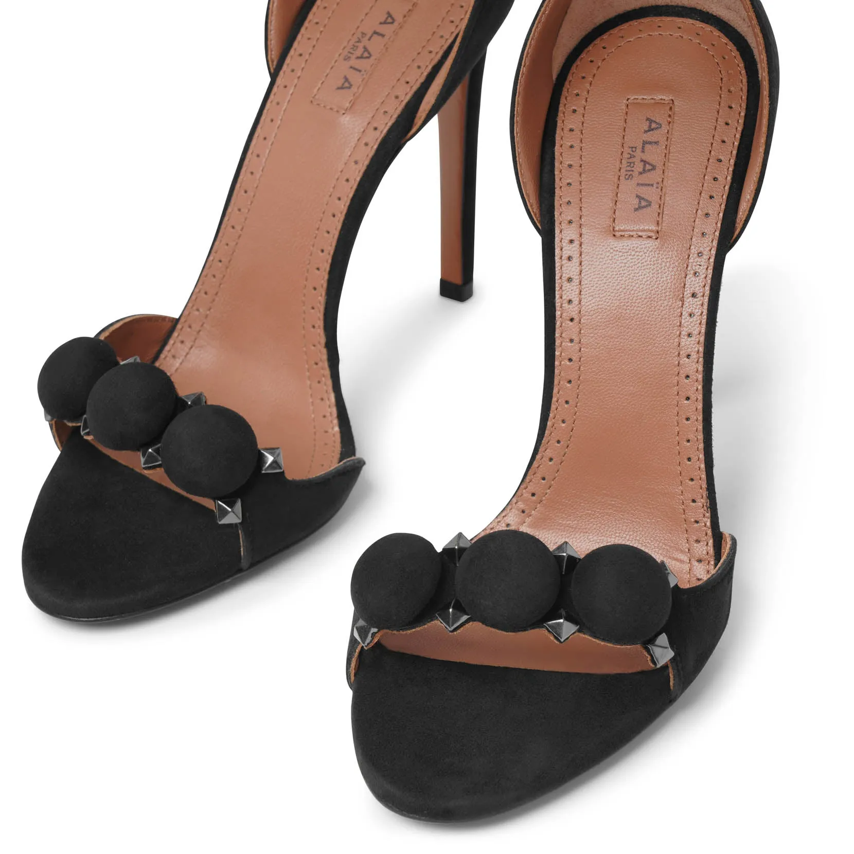 Alaïa La Bombe 110 Black Suede Sandals