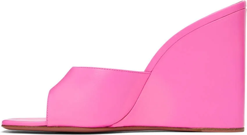 Amina Muaddi Lupita Wedge Heeled Sandals in Pink