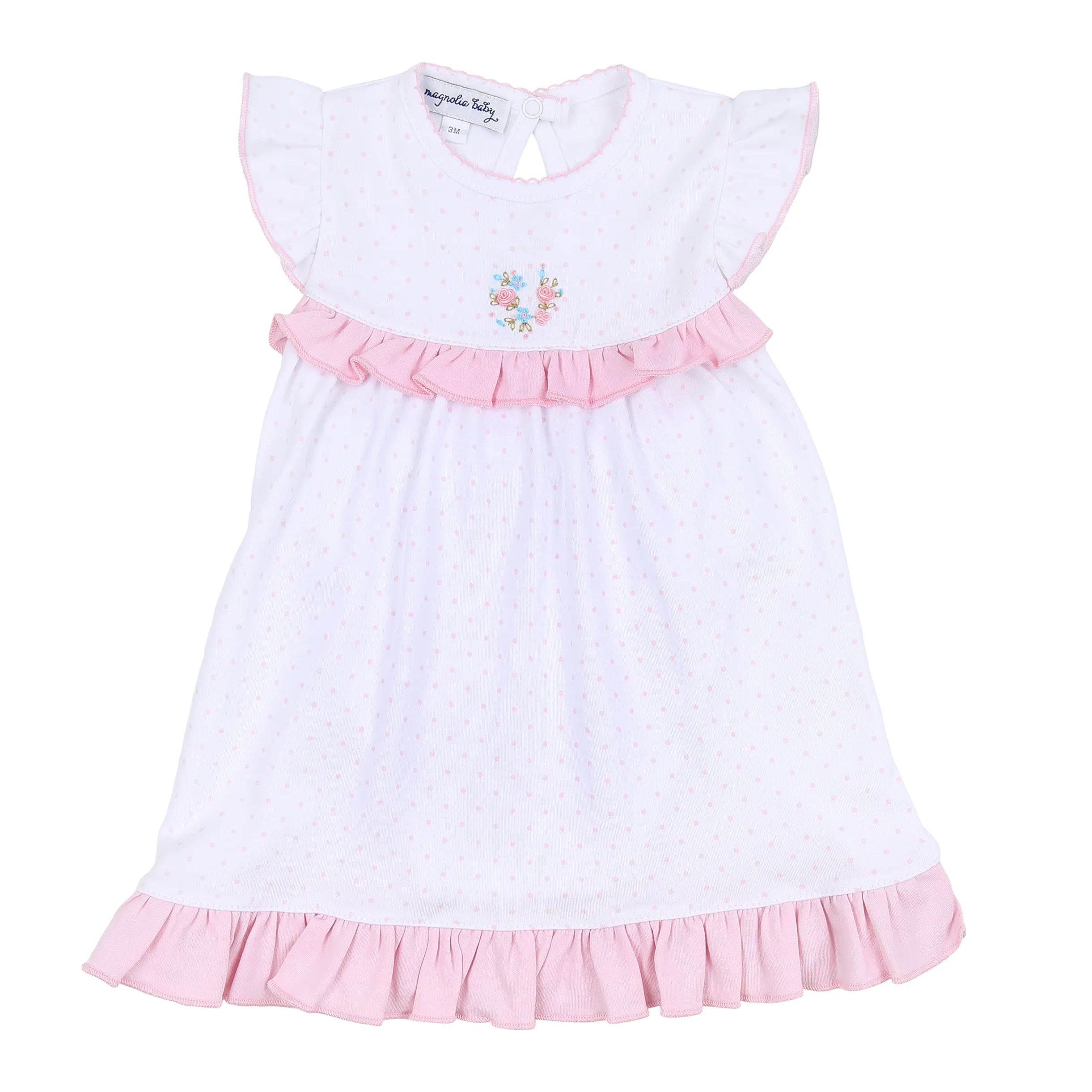 Annalise's Embroidered Ruffle Dress with Flutters in Classic Style