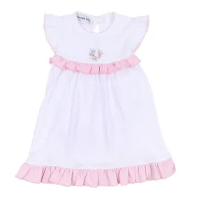 Annalise's Embroidered Ruffle Dress with Flutters in Classic Style