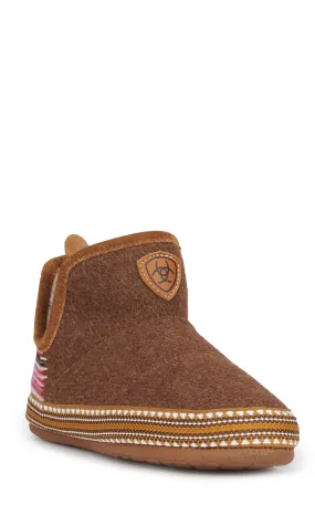 Ariat Women's Brown Sherpa-Lined Slippers with Suede Trim and Serape Accents