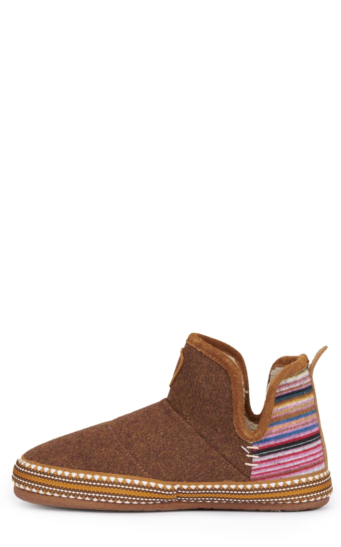 Ariat Women's Brown Sherpa-Lined Slippers with Suede Trim and Serape Accents