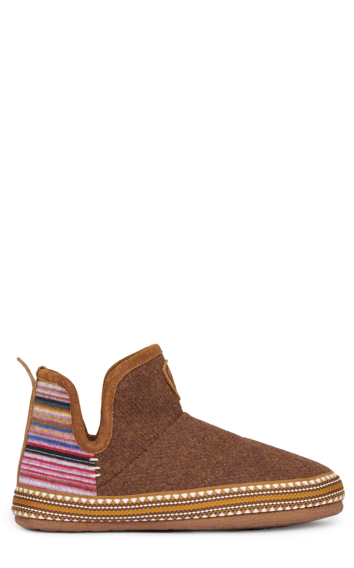 Ariat Women's Brown Sherpa-Lined Slippers with Suede Trim and Serape Accents