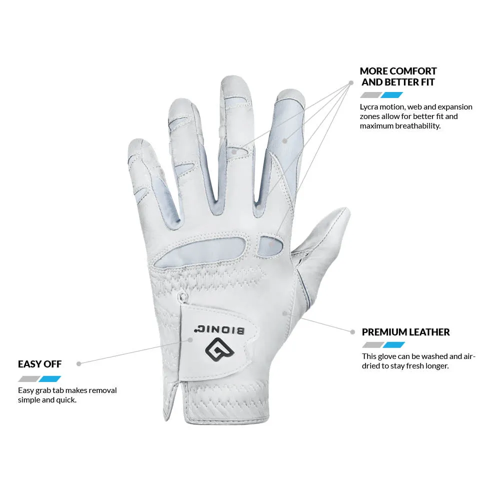 Bionic Golf Womens StableGrip 2.0 White Golf Glove