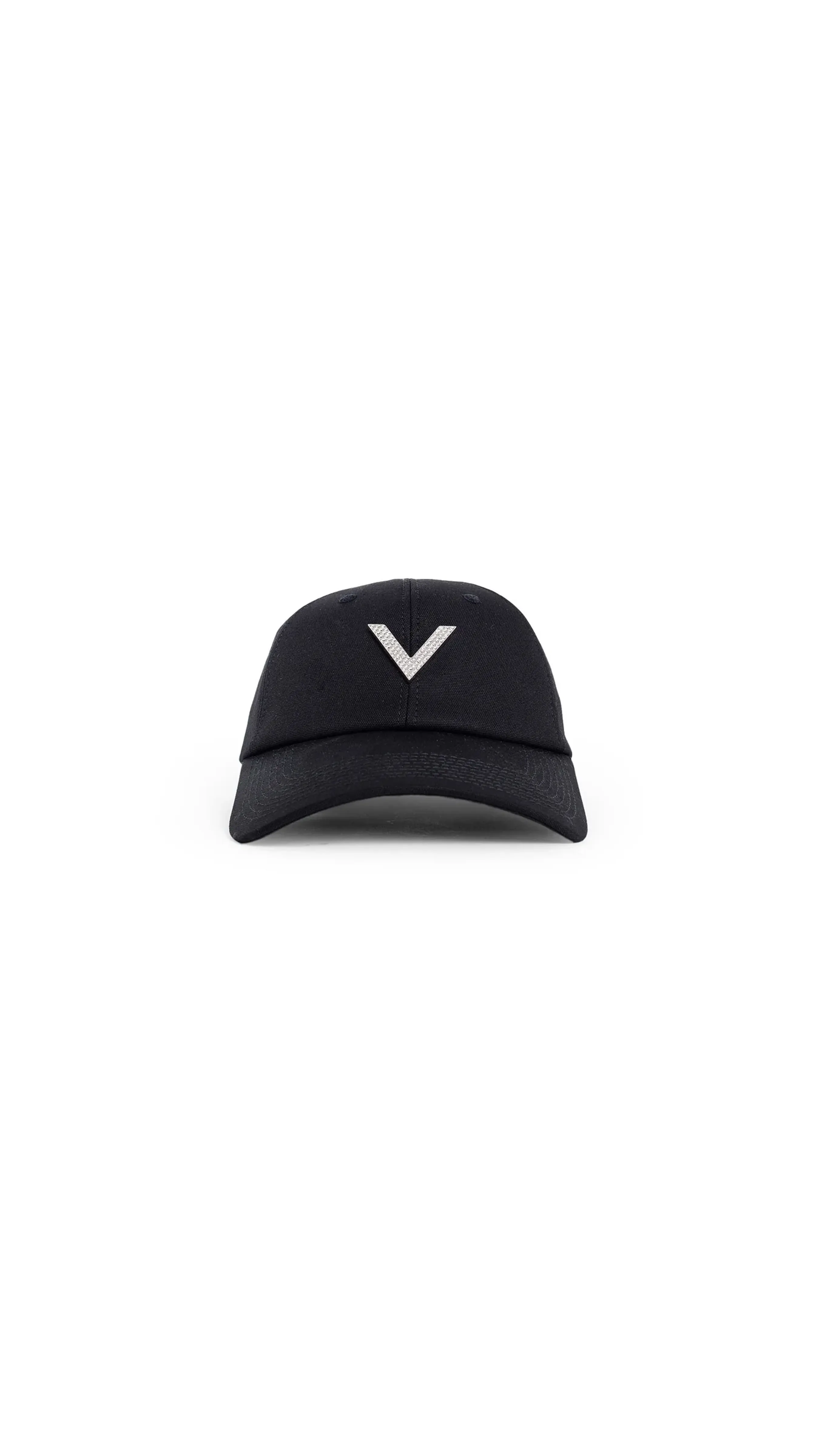 Black Baseball Cap with V Logo