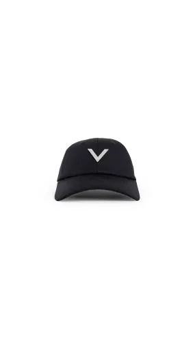 Black Baseball Cap with V Logo