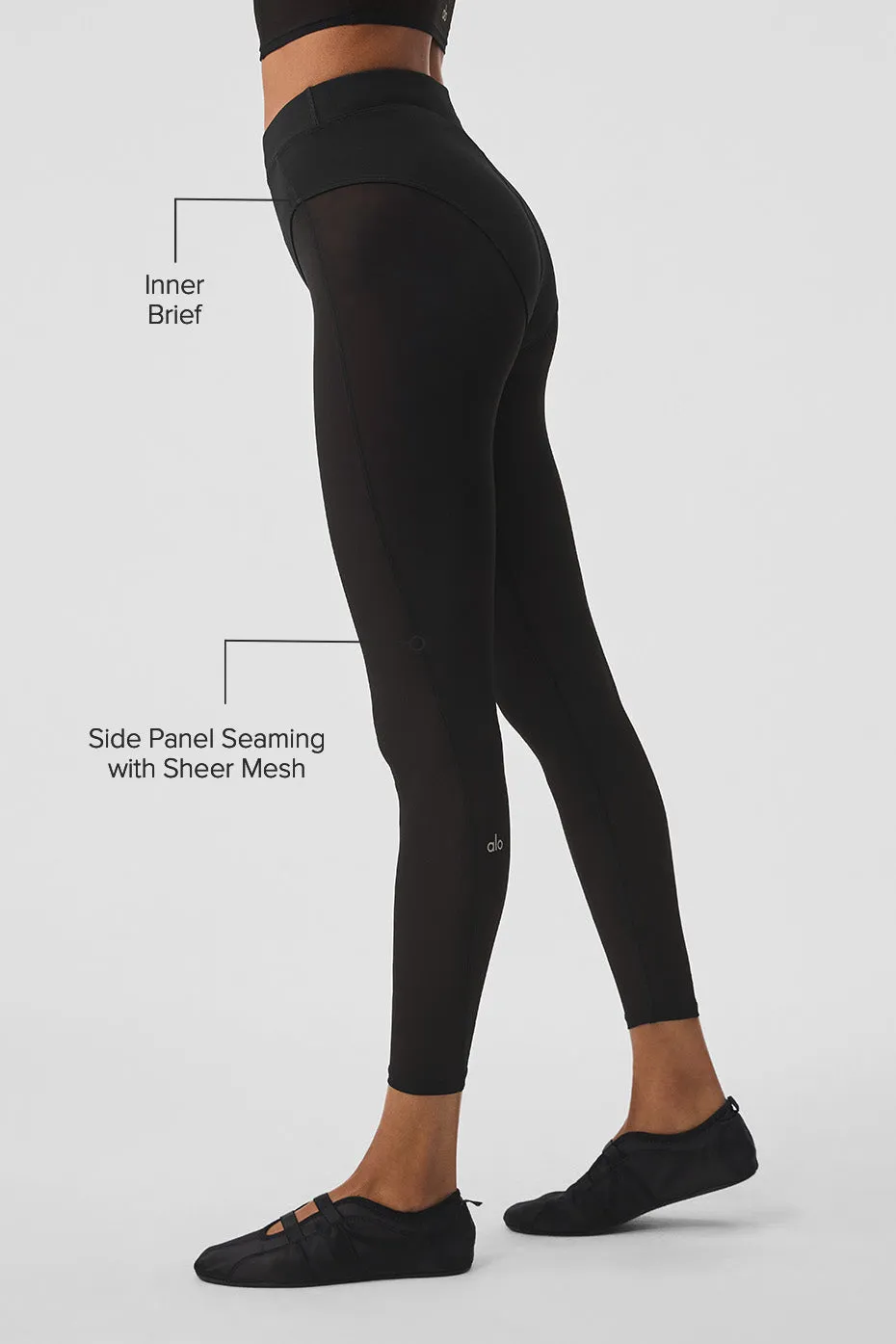 Black High-Waist 7/8 Legging with Airlift Mesh - Tempo