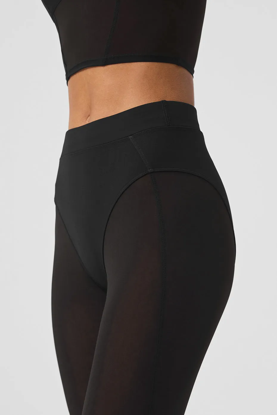 Black High-Waist 7/8 Legging with Airlift Mesh - Tempo