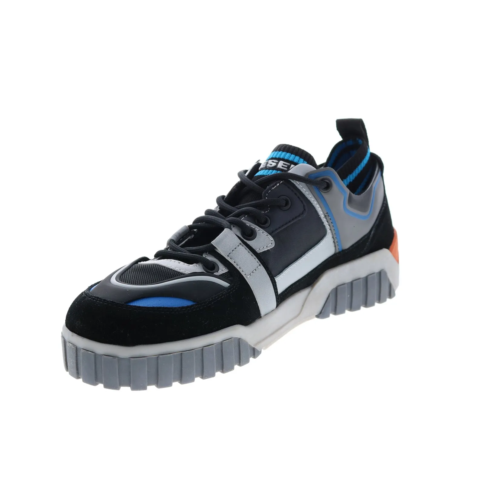 Black Leather Lifestyle Sneakers Shoes for Men by Diesel Le Rua S-Rua Sl Low