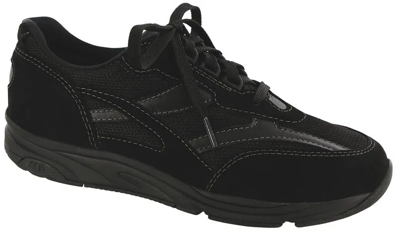 Black mesh lace-up sneaker by SAS