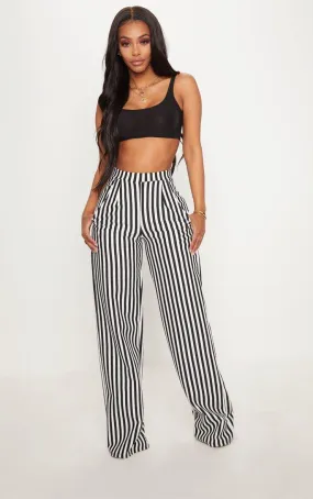 Black Striped Wide Leg Trousers from PrettyLittleThing