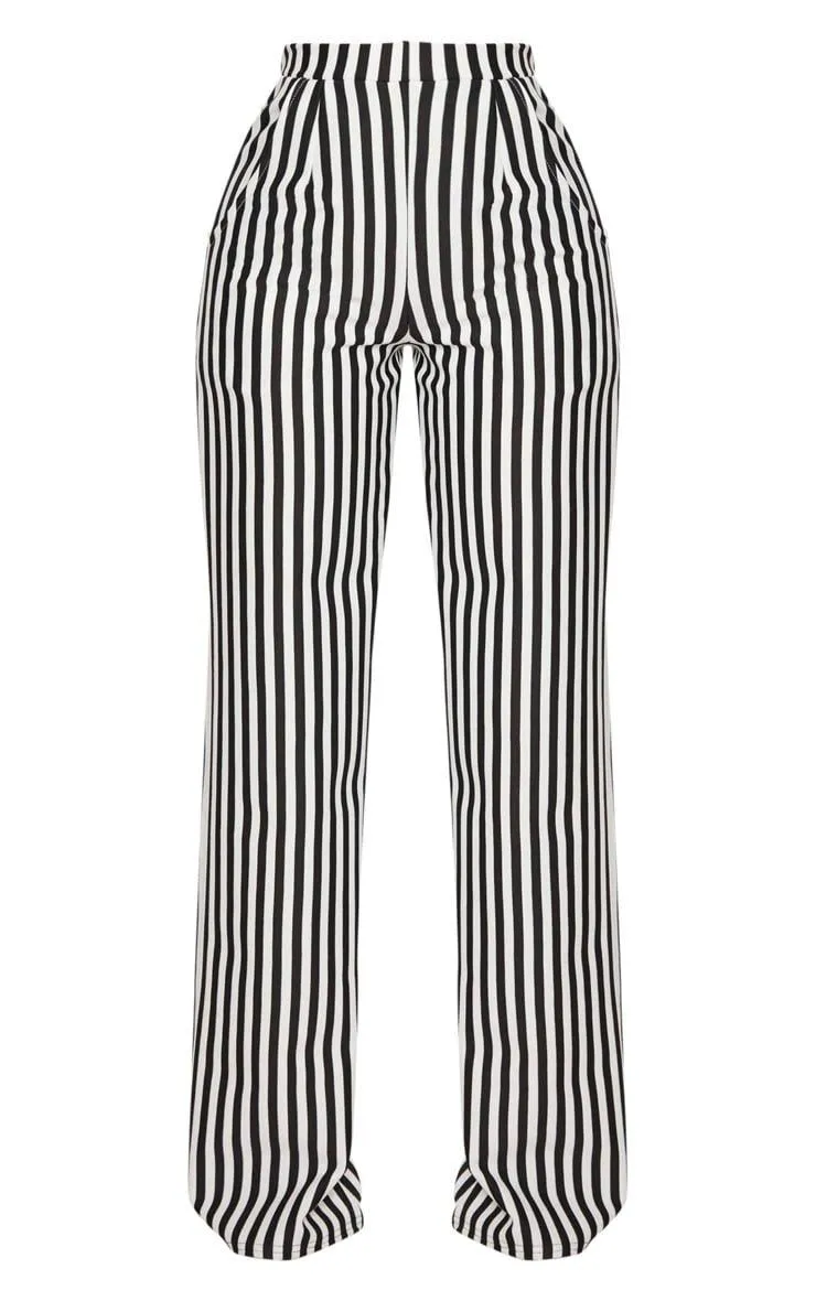 Black Striped Wide Leg Trousers from PrettyLittleThing