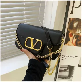 Black V Buckle Clutch Bag