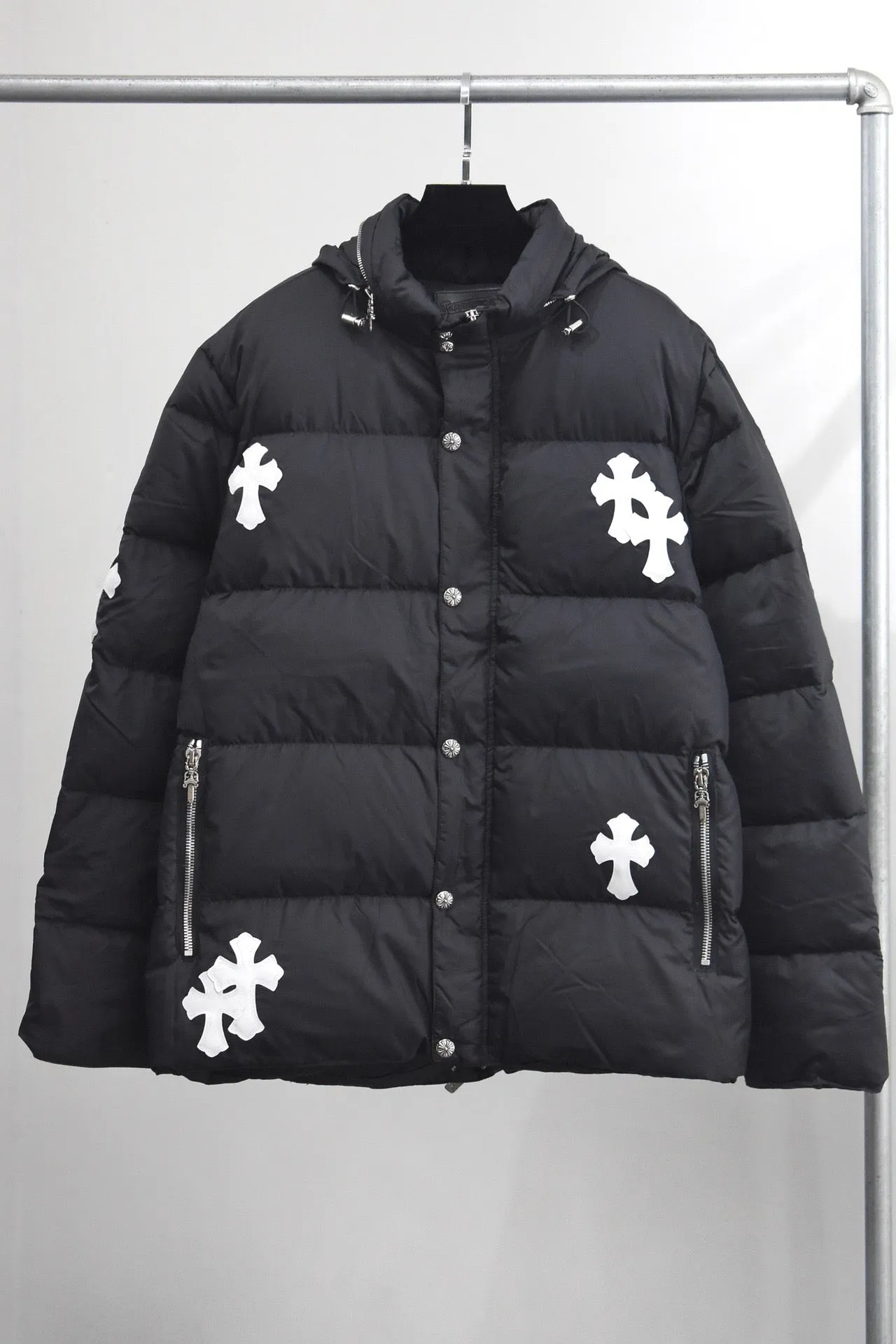 Black White Cross Patch Down Jacket