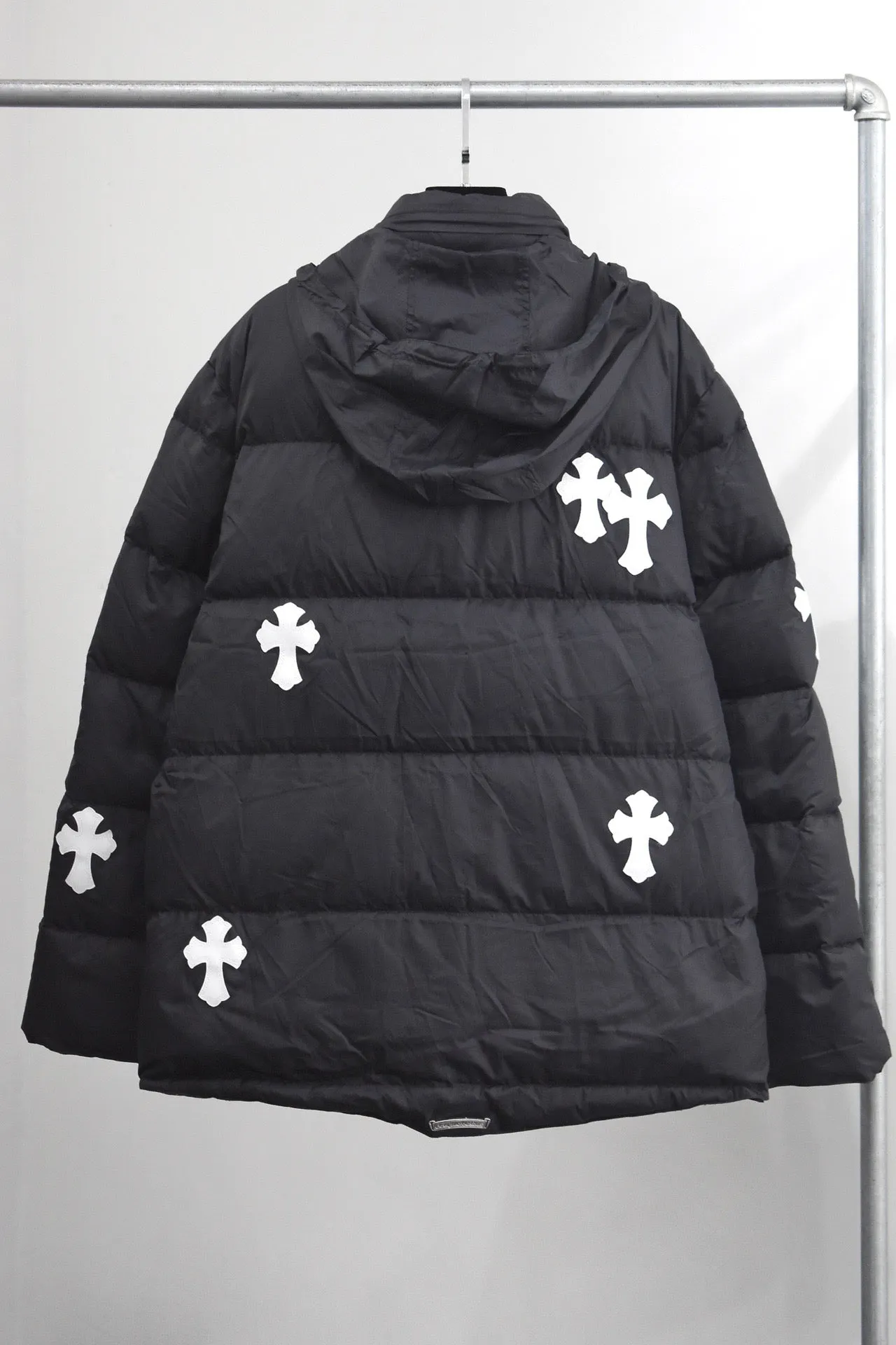 Black White Cross Patch Down Jacket