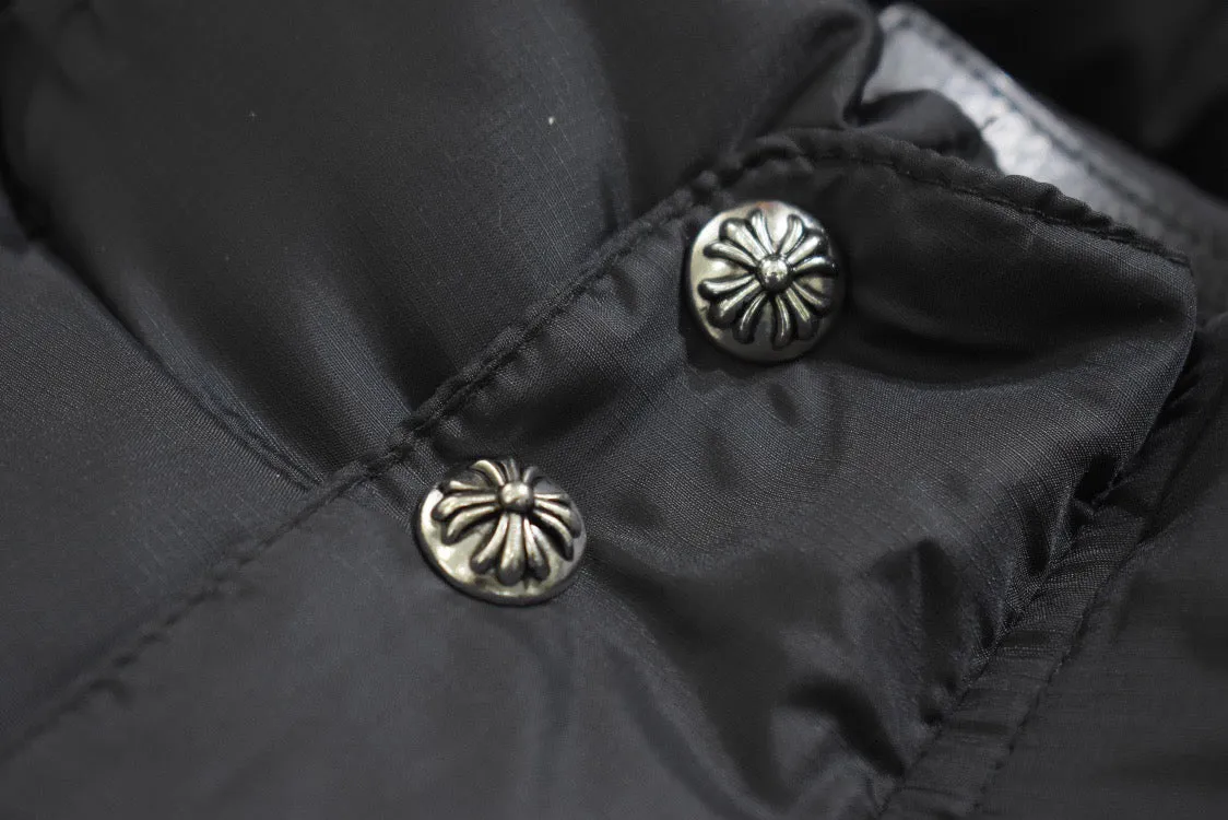 Black White Cross Patch Down Jacket