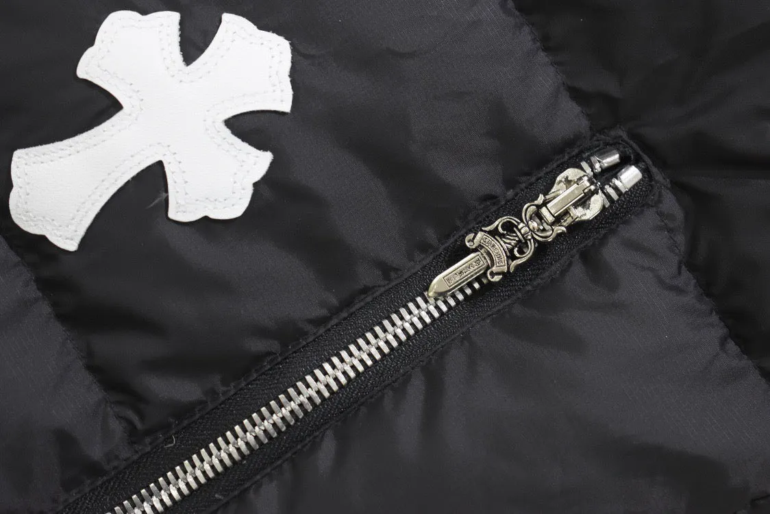 Black White Cross Patch Down Jacket