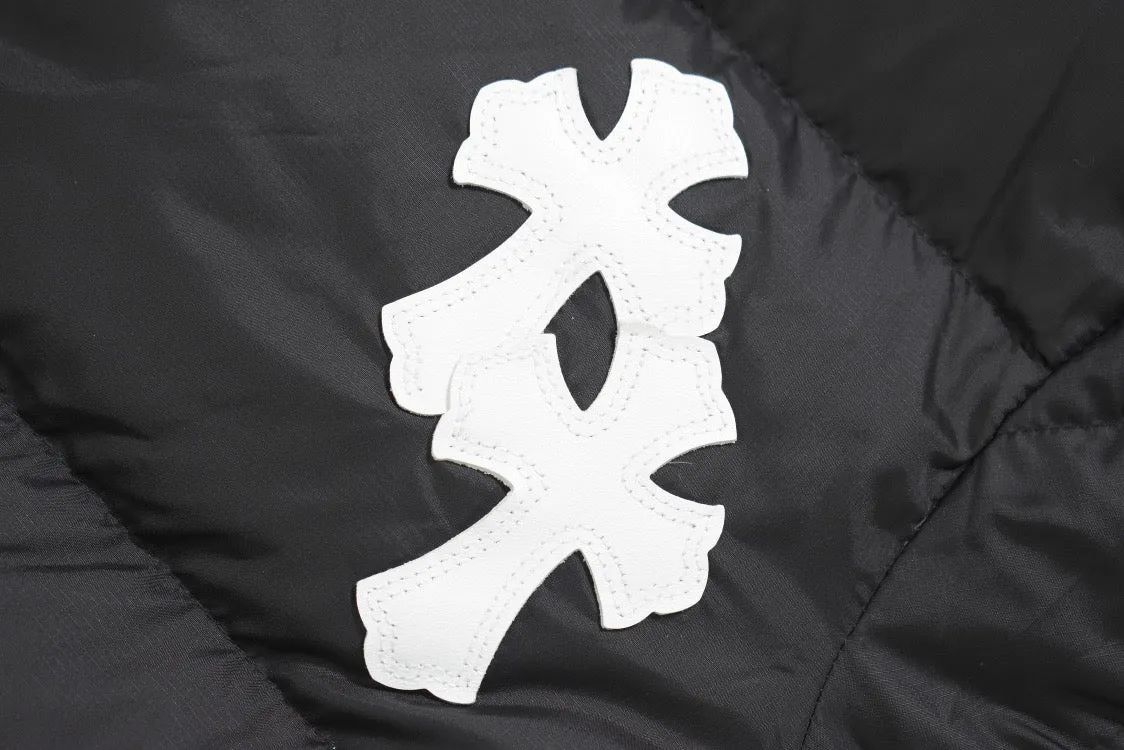 Black White Cross Patch Down Jacket