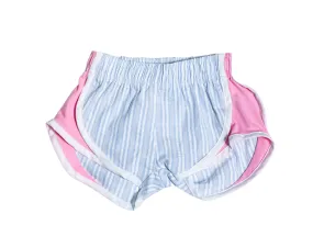 Blue and Pink Striped Athletic Shorts