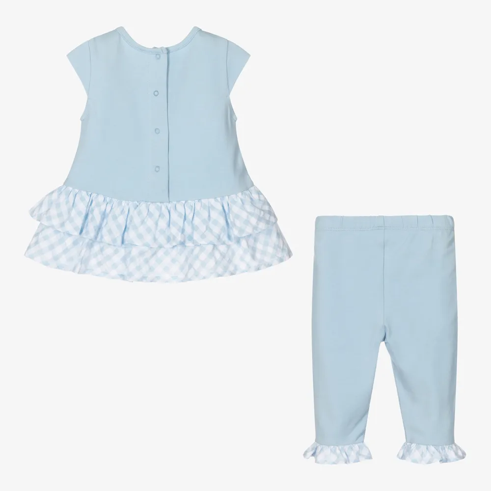 Blue Cotton Leggings Set for Girls