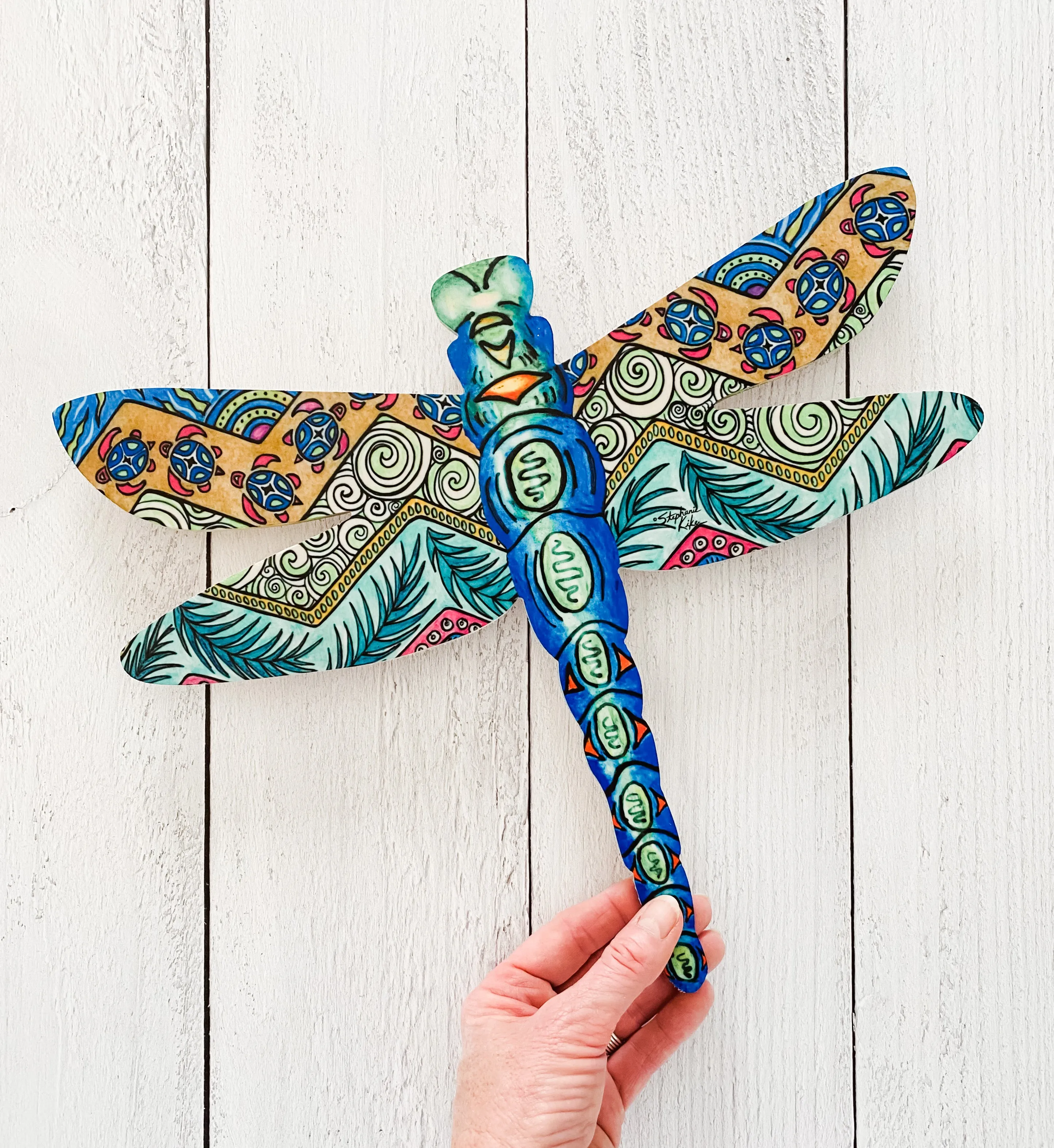 Blue Dragonfly Tropical Pattern Shape.