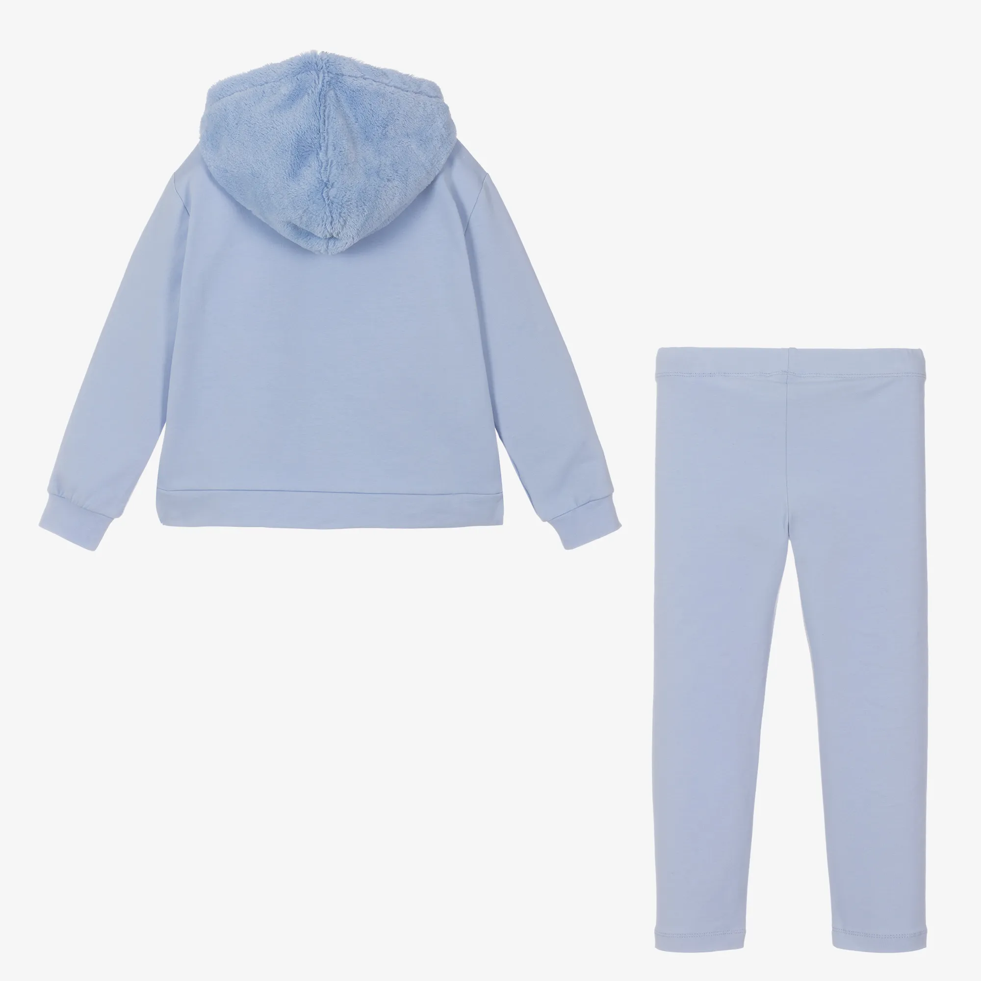 Blue Hooded Cotton Leggings Set for Girls