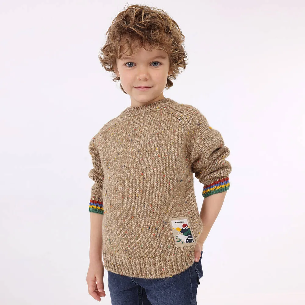 Boys Knitted Beige Sweater