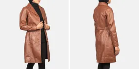 Brown Leather Coat: Single Breasted by Alexis