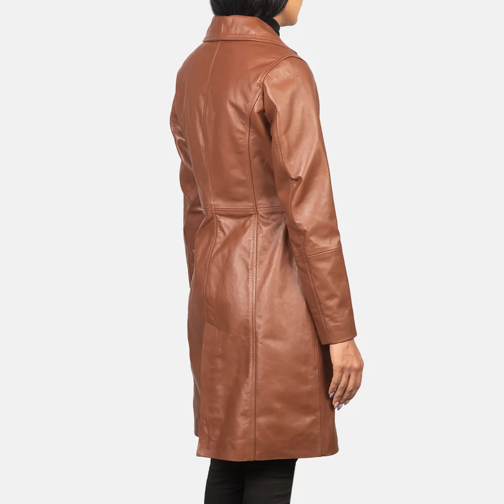 Brown Leather Coat: Single Breasted by Alexis