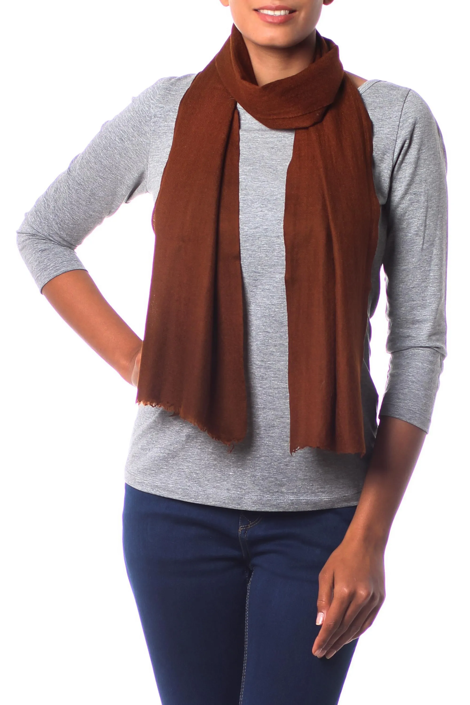 Brown Wool Scarf - Chic and Stylish