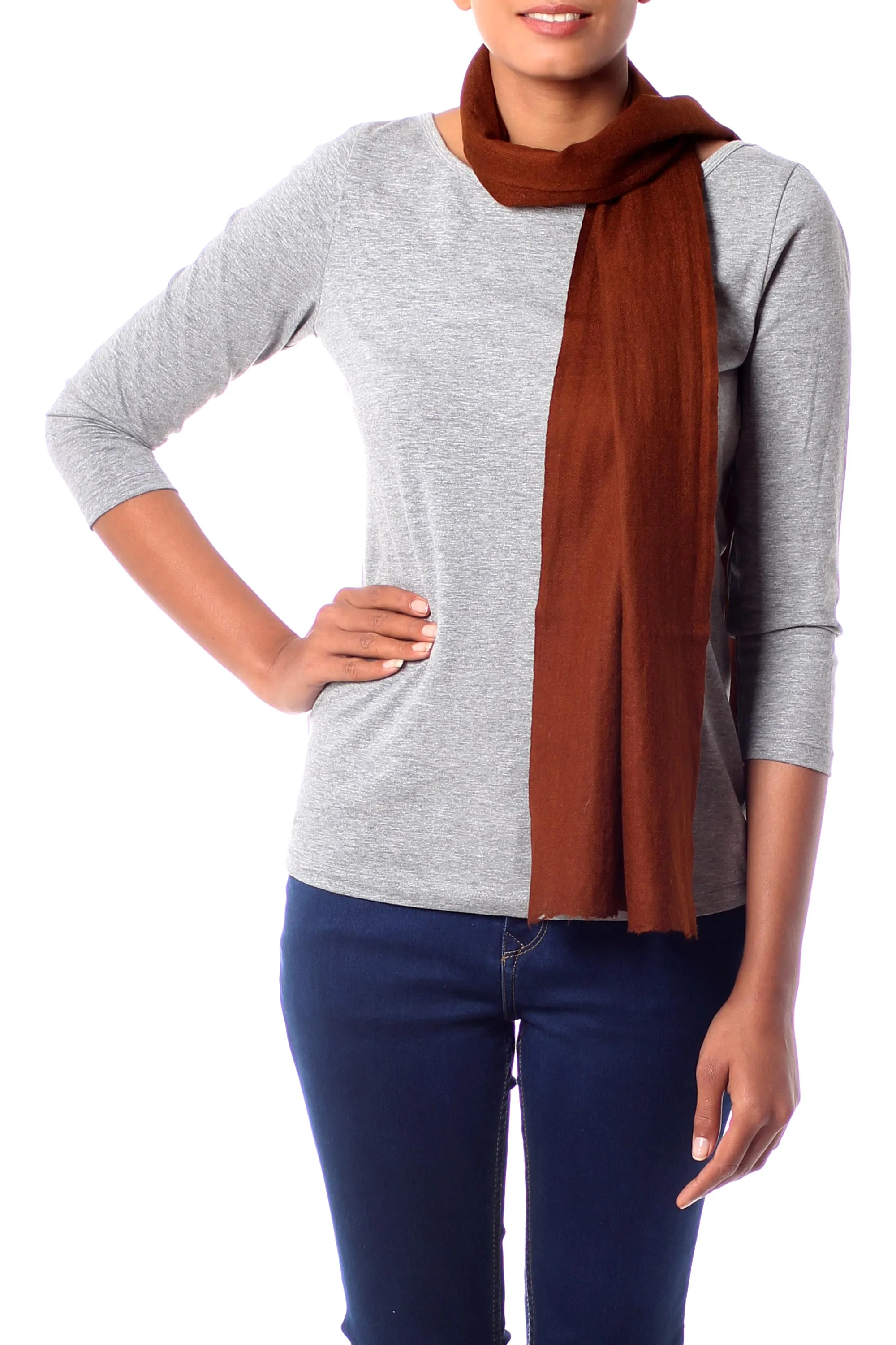 Brown Wool Scarf - Chic and Stylish