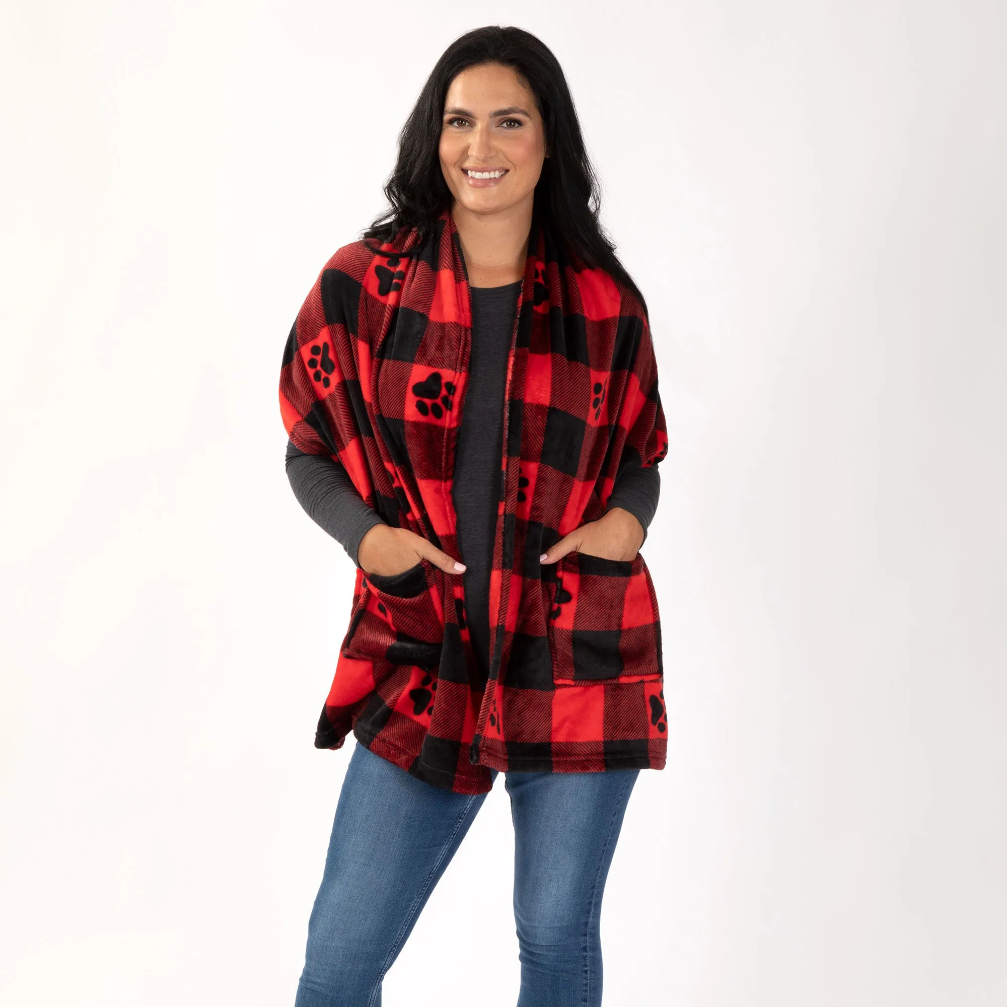 Buffalo Plaid Wrap with Cozy Pocket