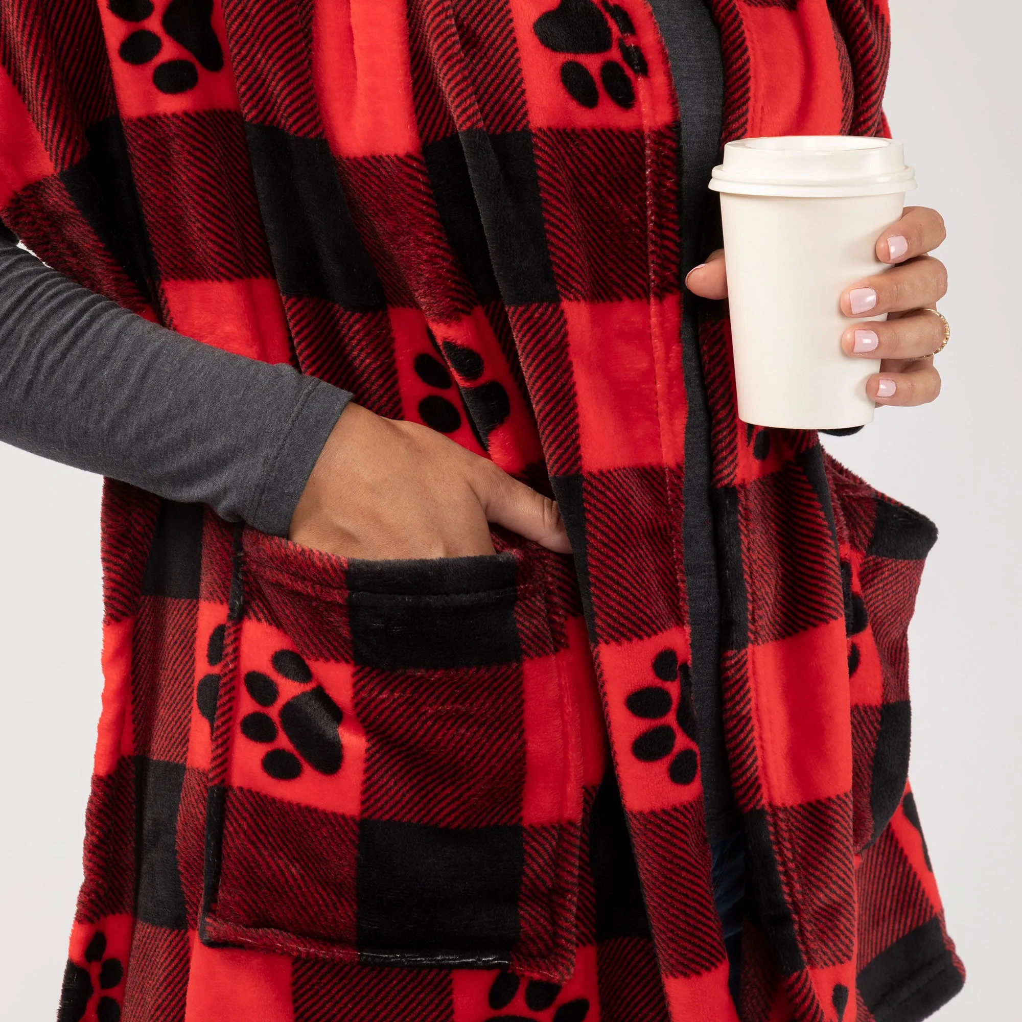 Buffalo Plaid Wrap with Cozy Pocket