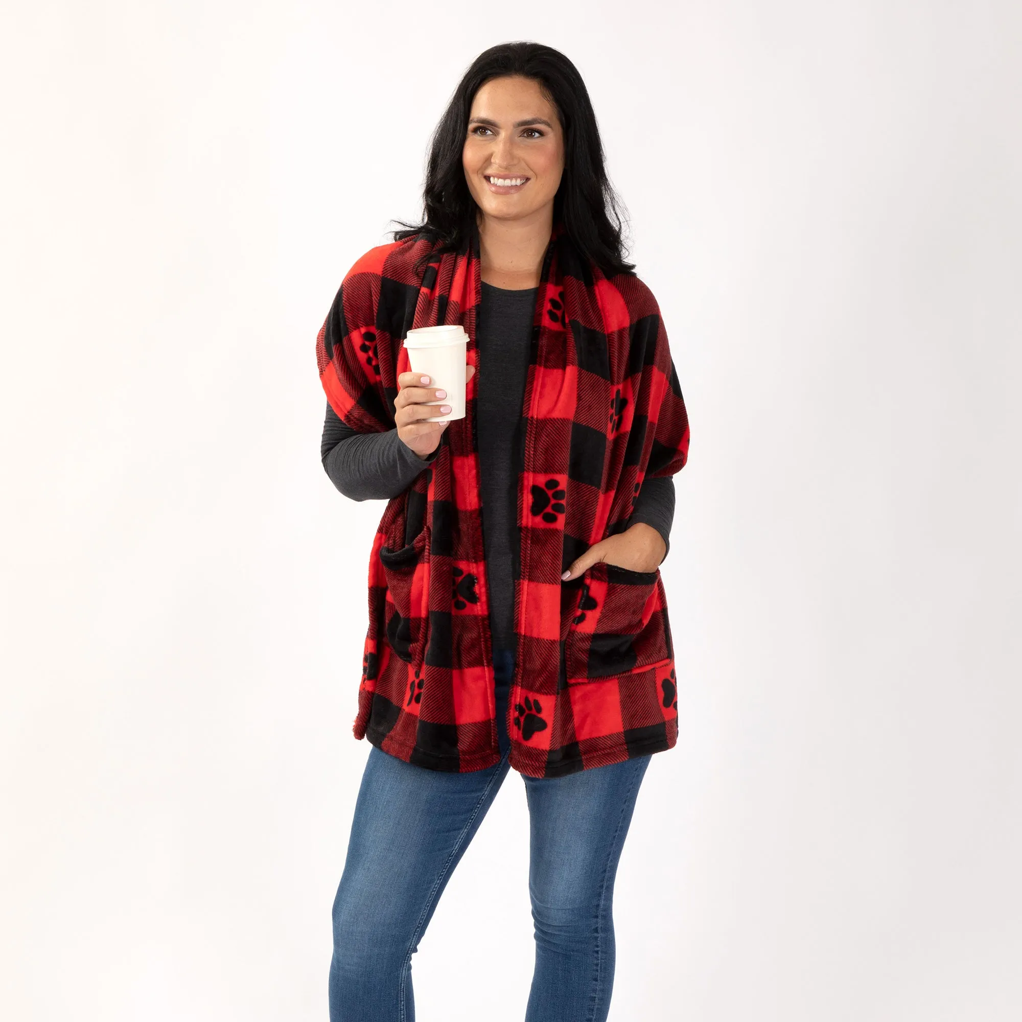 Buffalo Plaid Wrap with Cozy Pocket