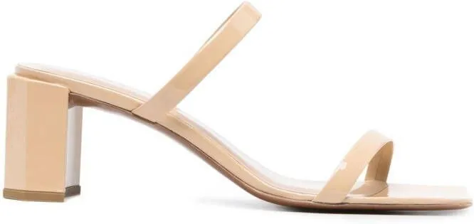 BY FAR Tanya Kraft 65mm Patent Sandals in Neutrals