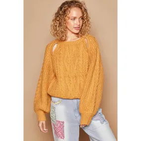 Cable Knit Cutout Long Sleeve Sweater by POL