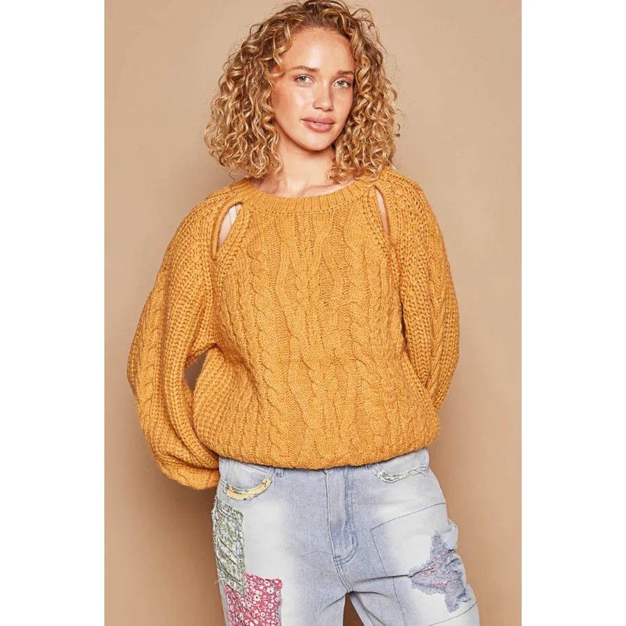 Cable Knit Cutout Long Sleeve Sweater by POL