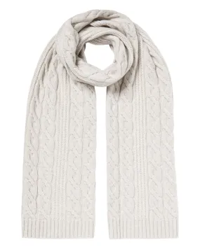 Cashmere Scarf for Women - Cable Rib Design in Pebble Grey