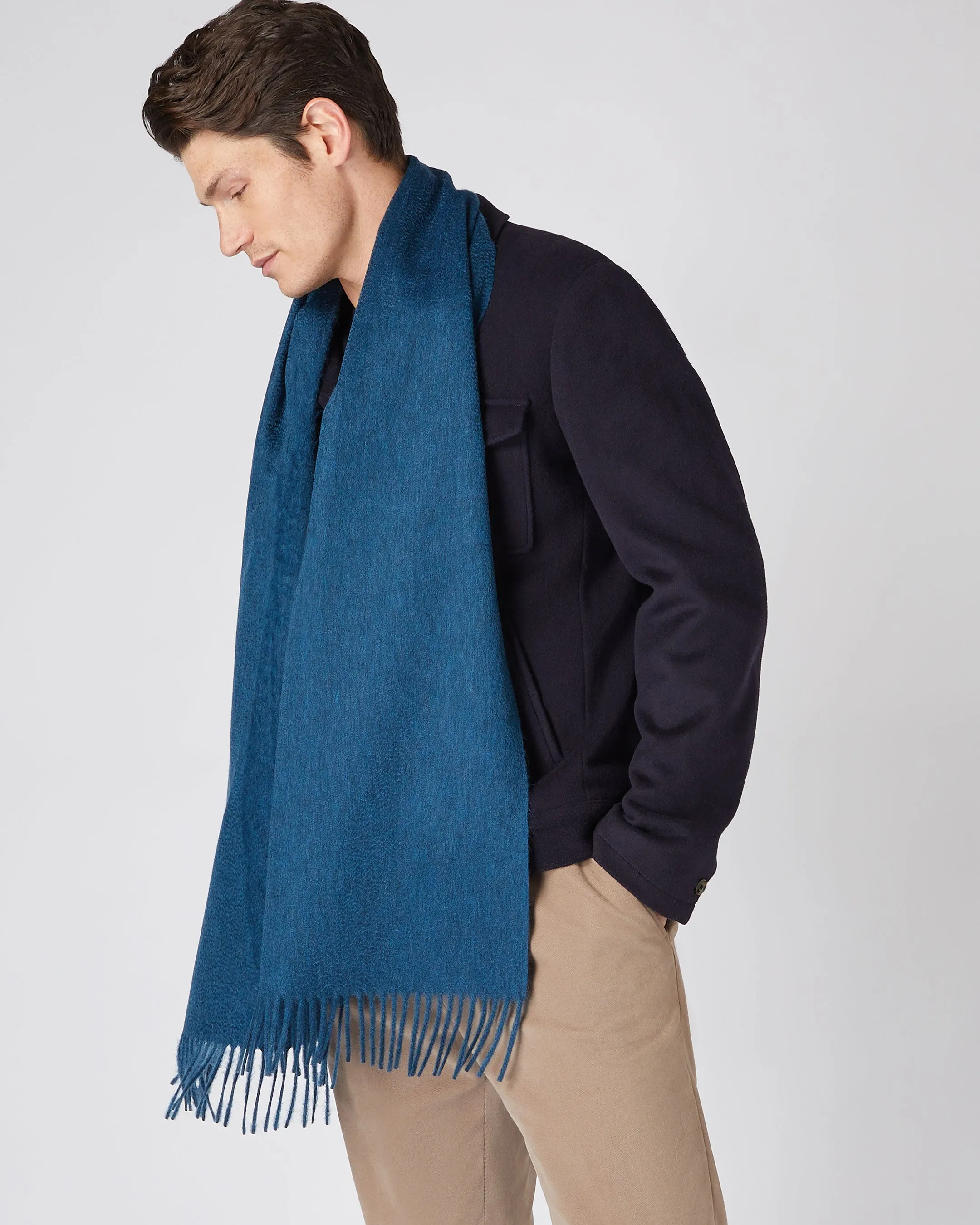 Cashmere Scarf Lagoon Blue Unisex Large Woven