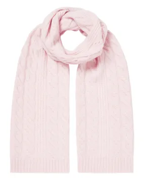 Cashmere Scarf Quartz Pink for Women, Cable Rib Knit