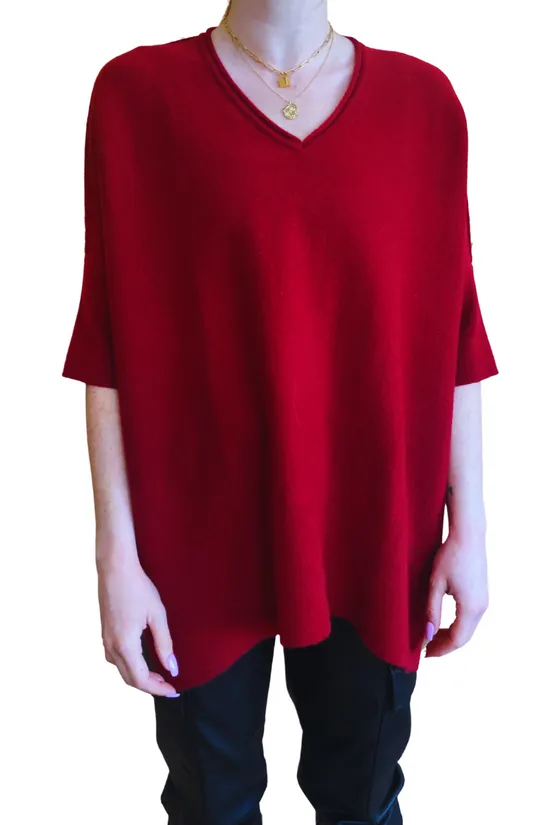 Cashmere V-Neck Oversized T-Shirt